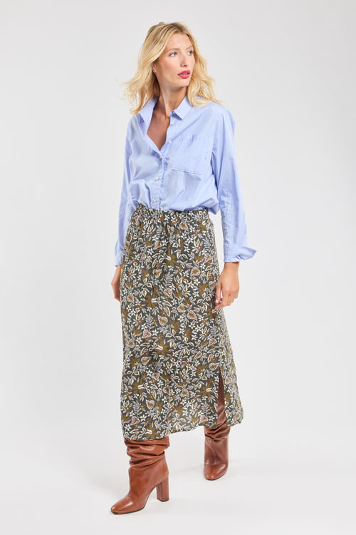 Langer Rock mit Blättermuster - Cupro - Armor-lux - 2