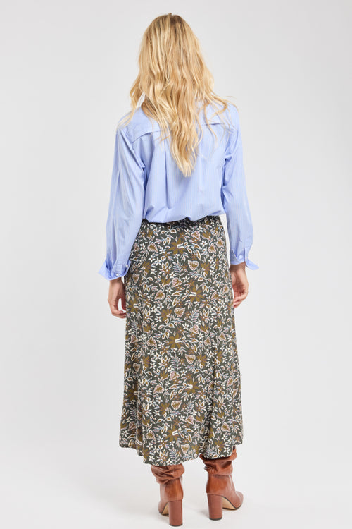 Langer Rock mit Blättermuster - Cupro - Armor-lux - 3