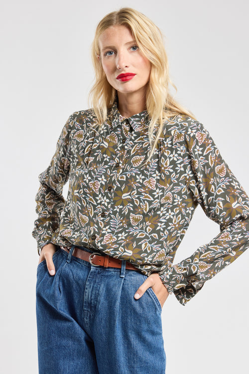 Foliage print blouse - cupro - Armor-lux - 1