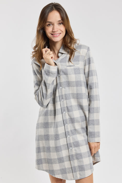 Chemise de nuit à carreaux - lyocel et coton - Armor-lux - 1