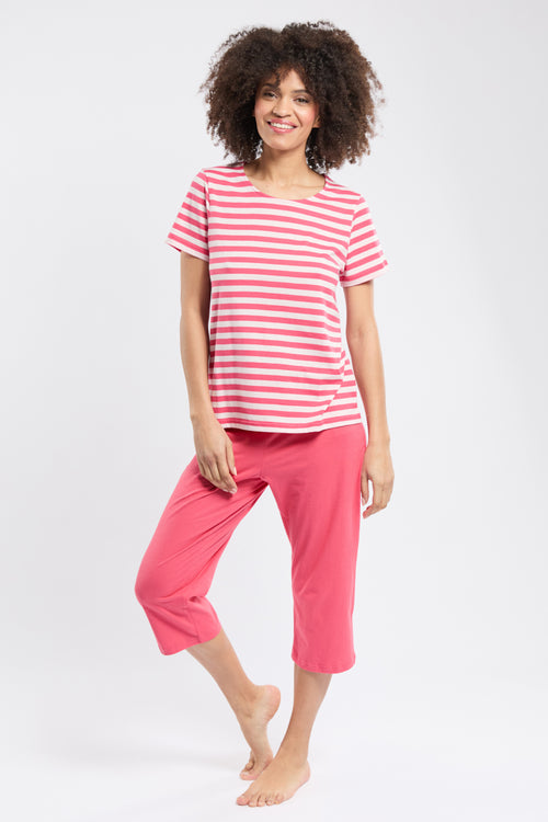 Short-sleeved striped corset pyjamas - cotton - Armor-lux - 1