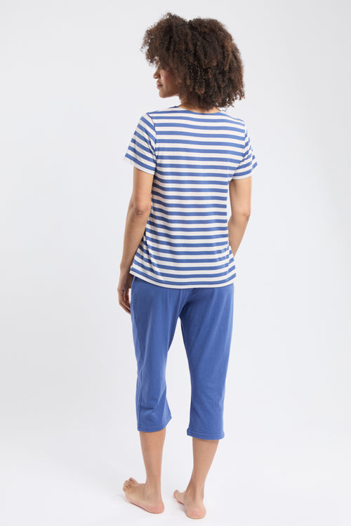 Short-sleeved striped corset pyjamas - cotton - Armor-lux - 5