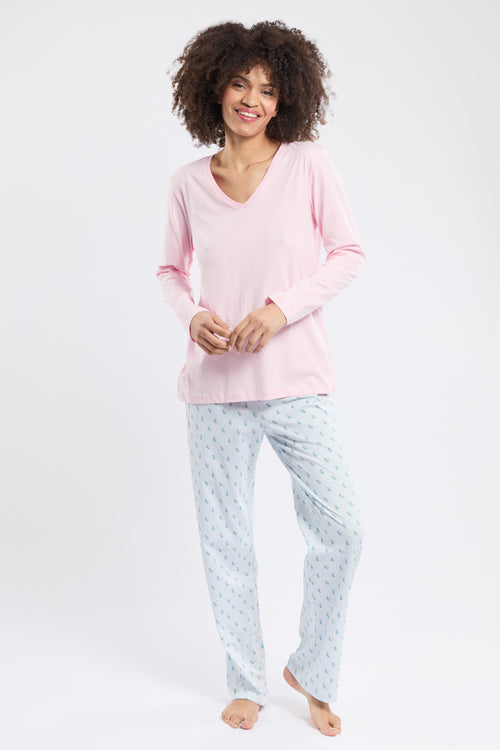Floral stripes printed pyjamas - cotton - Armor-lux - 1