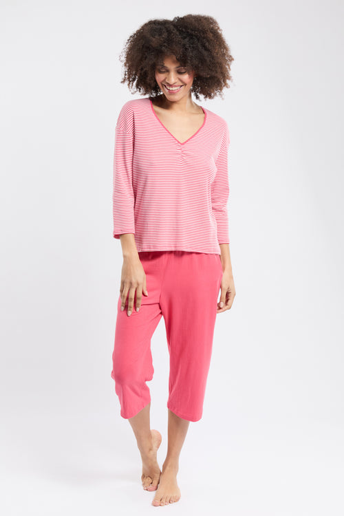 Striped 3/4-sleeve corset pyjamas - cotton - Armor-lux - 1
