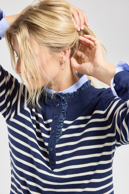 Breton shirt with leopard print neckline - rustic cotton - Armor-lux - 2