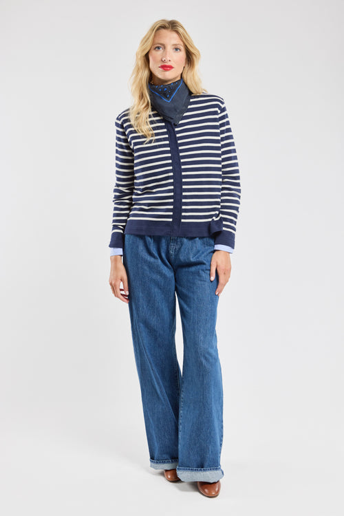 Striped cardigan with zip - cotton and wool - Armor-lux - 4
