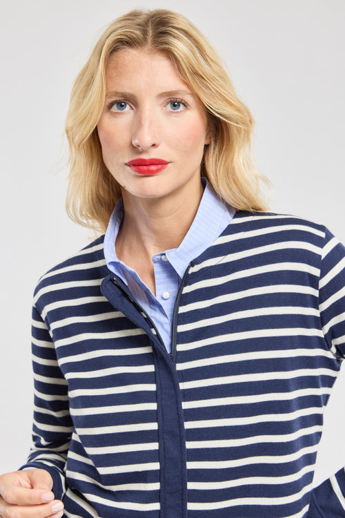 Striped cardigan with zip - cotton and wool - Armor-lux - 2