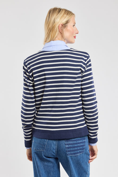 Striped cardigan with zip - cotton and wool - Armor-lux - 3