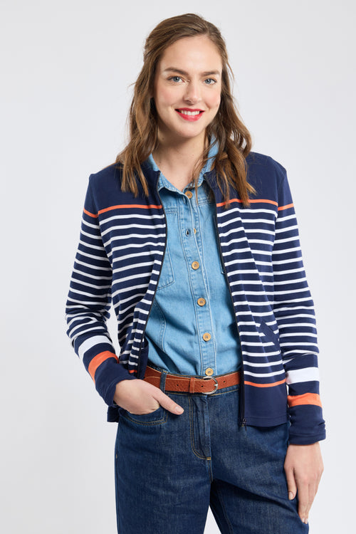 Veste rayée zippée - coton épais - Armor-lux - 1