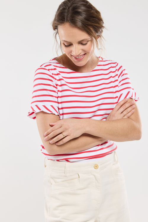 Ruffled Breton striped shirt - lightweight cotton - Armor-lux - 1