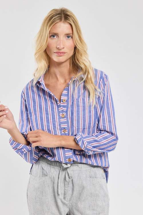 Chemise rayée - coton et lin - Armor-lux - 1