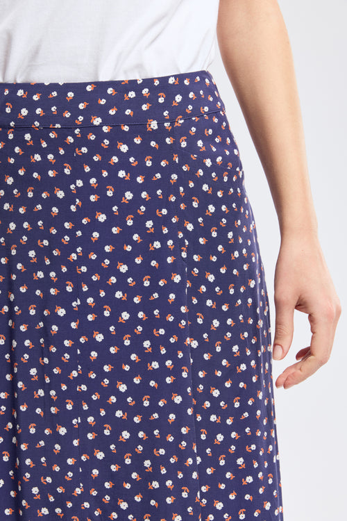 Jupe mi-longue fleurie - cupro - Armor-lux - 3