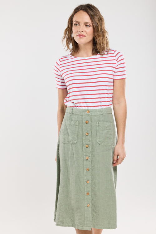 Langer Rock mit Knopfleiste – Leinen - Armor-lux - 2