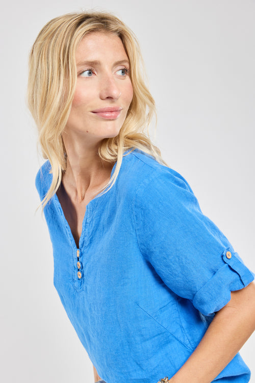 Button-collar top - linen - Armor-lux - 4