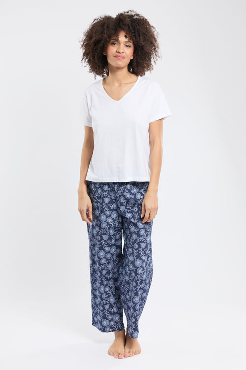 Blue flower pattern pyjamas - cotton - Armor-lux - 1