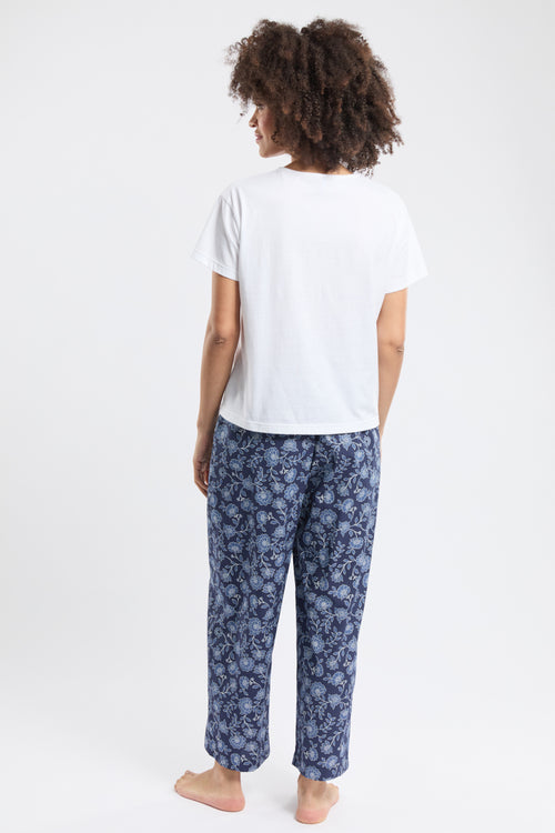 Blue flower pattern pyjamas - cotton - Armor-lux - 5