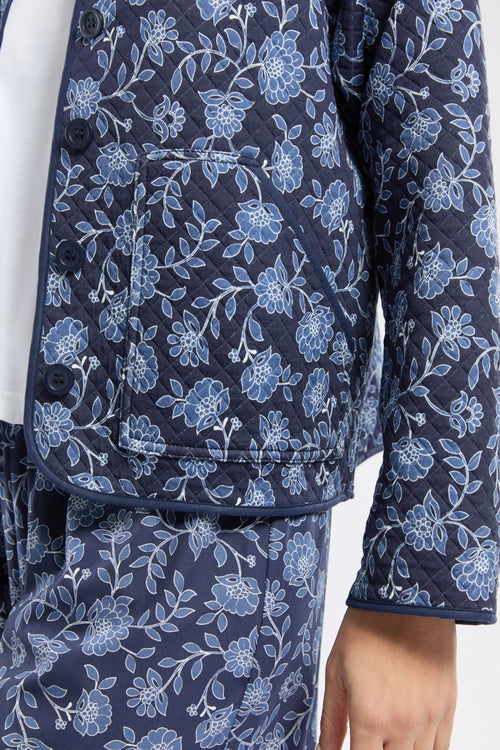 Quilted blue floral print pyjama jacket - Armor-lux - 4