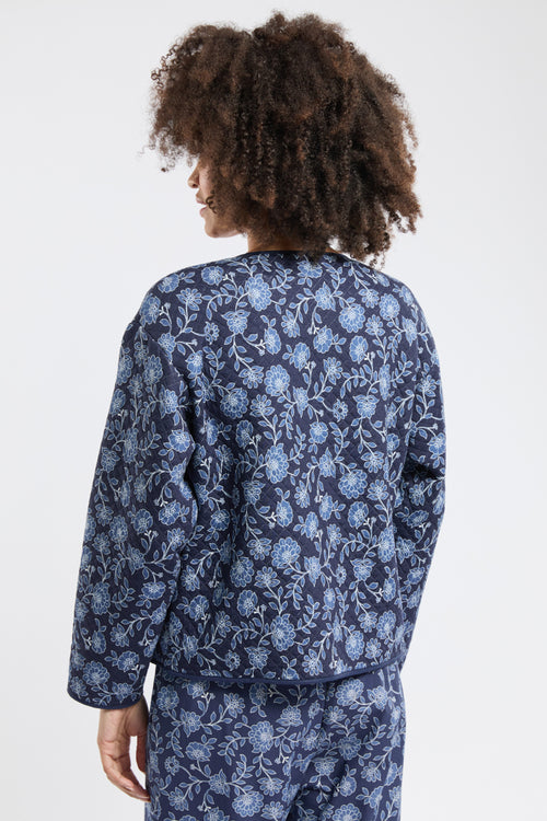 Gesteppte Pyjamajacke mit blauem Blumenmuster - Armor-lux - 6