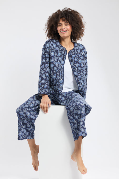 Quilted blue floral print pyjama jacket - Armor-lux - 5