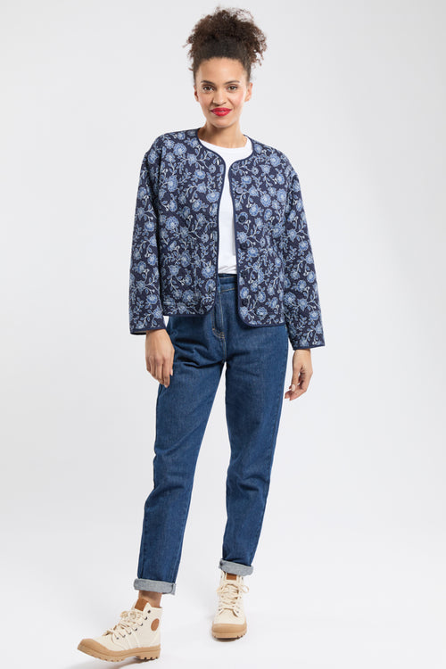 Quilted blue floral print pyjama jacket - Armor-lux - 2