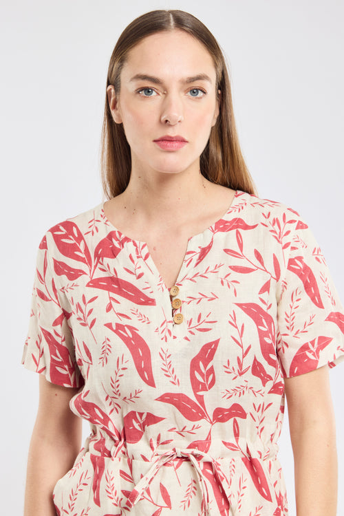 Plant pattern dress - linen - Armor-lux - 6