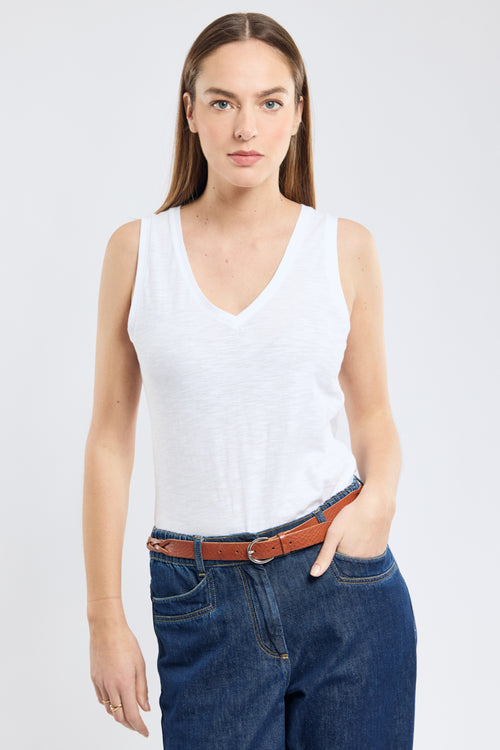 V-neck vest top - slub cotton - Armor-lux - 1