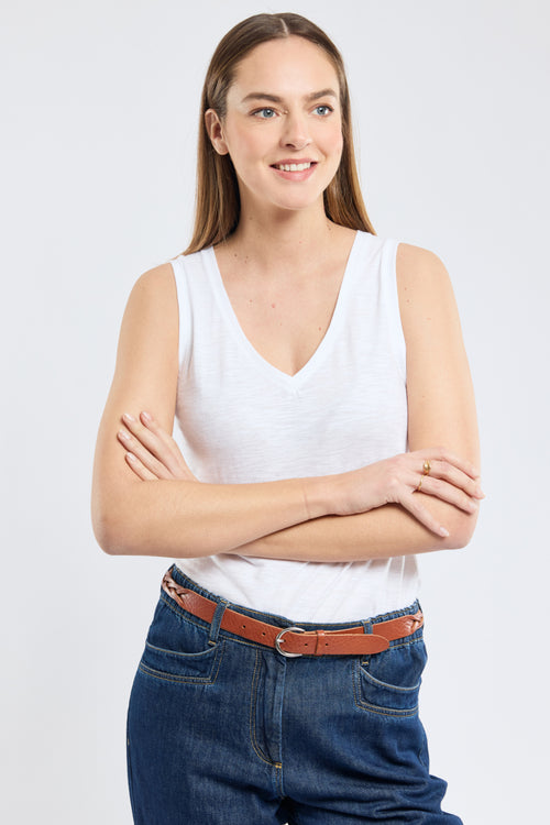 V-neck vest top - slub cotton - Armor-lux - 4