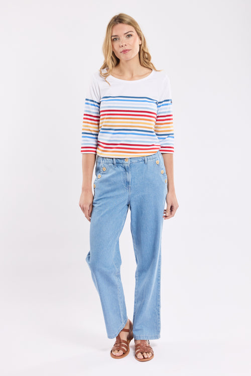 Sailor-style trousers - denim - Armor-lux - 1