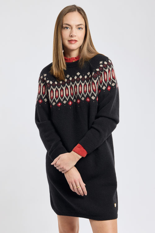 Jacquard dress Heritage - wool - Women - Jacquard Noir/Passata Armor-lux Jacquard dress Heritage - wool - Women - Jacquard Noir/Passata Armor-lux