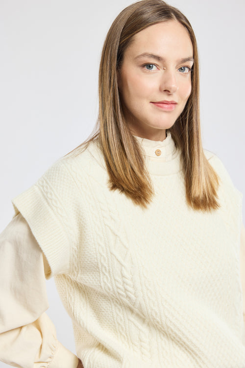 Pull torsades sans manche - laine - Armor-lux - 4