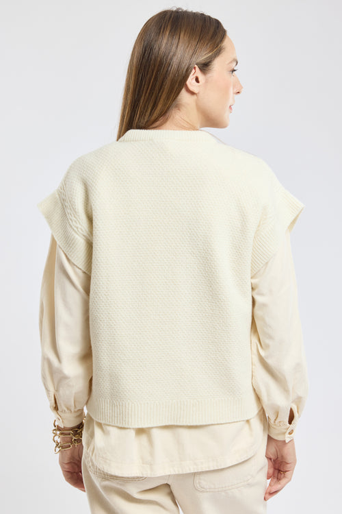Sleeveless cable-knit jumper - wool - Armor-lux - 4