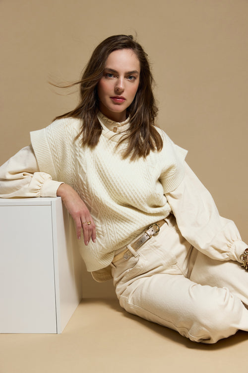 Sleeveless cable-knit jumper - wool - Armor-lux - 1