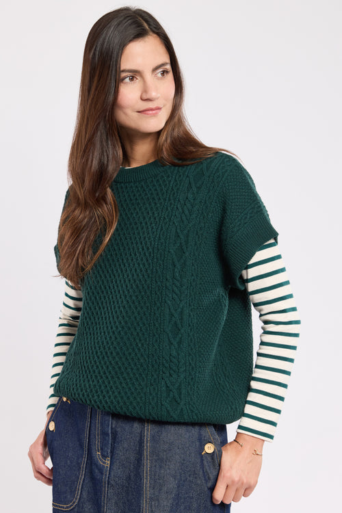 Ärmelloser Pullover mit Zopfmuster – Wolle - Armor-lux - 1