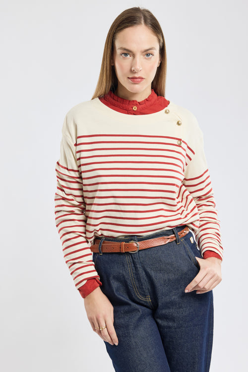 Marinière col boutonné - coton épais - Armor-lux - 1