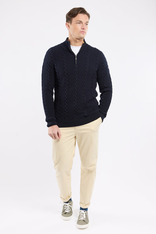 Cable knit trucker sweater - cotton - Armor-lux - 3