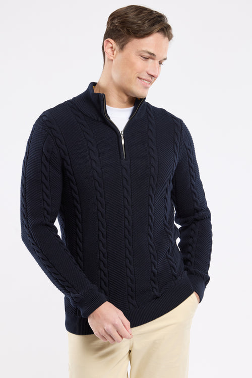 Cable knit trucker sweater - cotton - Armor-lux - 1