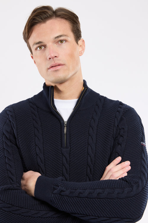 Cable knit trucker sweater - cotton - Armor-lux - 2