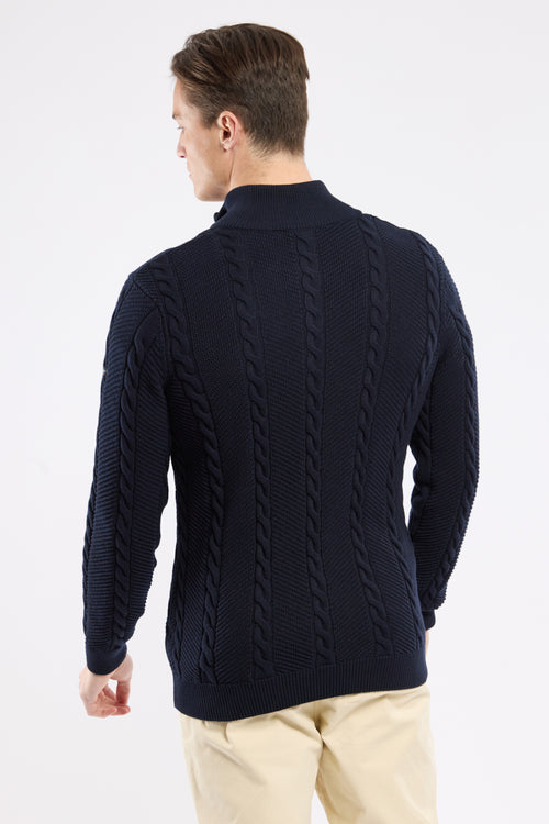 Cable knit trucker sweater - cotton - Armor-lux - 4