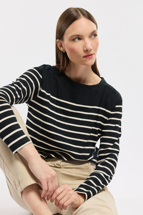 Jacquard Breton striped shirt - cotton - Armor-lux - 1