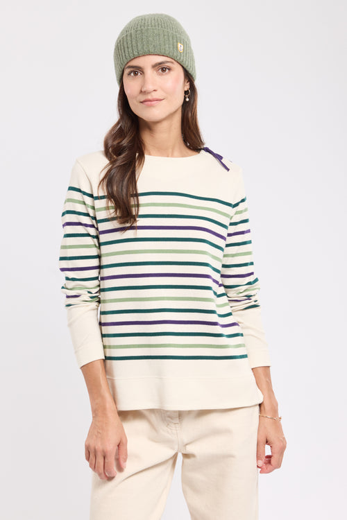 Breton striped shirt with lace fastening - cotton - Armor-lux - 1