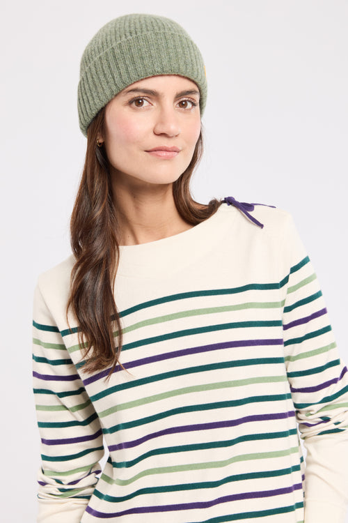 Breton striped shirt with lace fastening - cotton - Armor-lux - 2