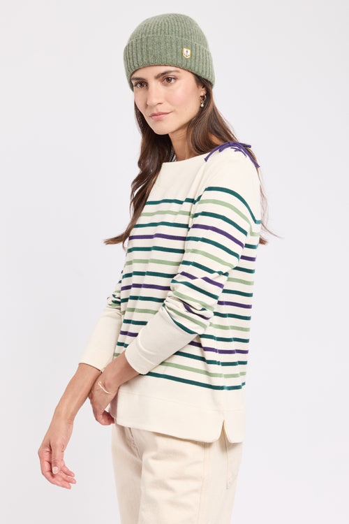 Breton striped shirt with lace fastening - cotton - Armor-lux - 3