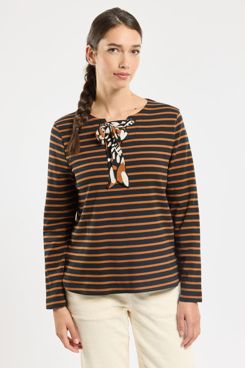 Marinière col à lacet - coton - Armor-lux - 1