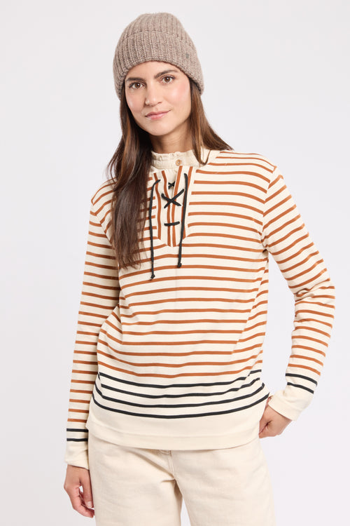 Marinière col lacé - coton épais - Armor-lux - 1