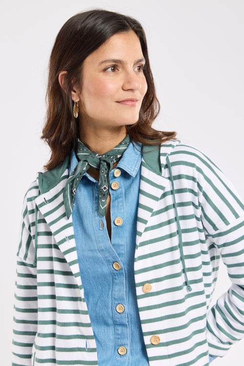 Gestreifter Cardigan mit Knöpfen – rustikale Baumwolle - Armor-lux - 2