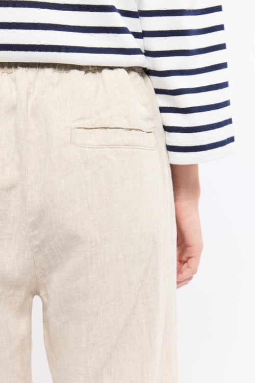 Elastic waistband capri pants - linen - Armor-lux - 4