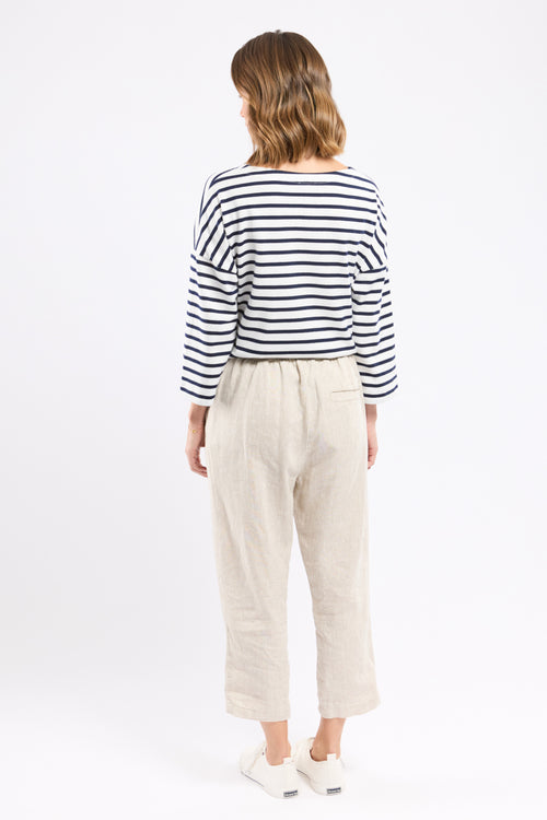 Elastic waistband capri pants - linen - Armor-lux - 3