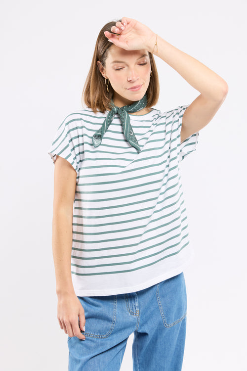 T-shirt rayé épaules larges - coton léger - Armor-lux - 4