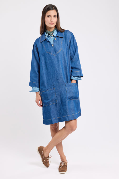 Heritage denim dress - lyocell and linen - Armor-lux - 3