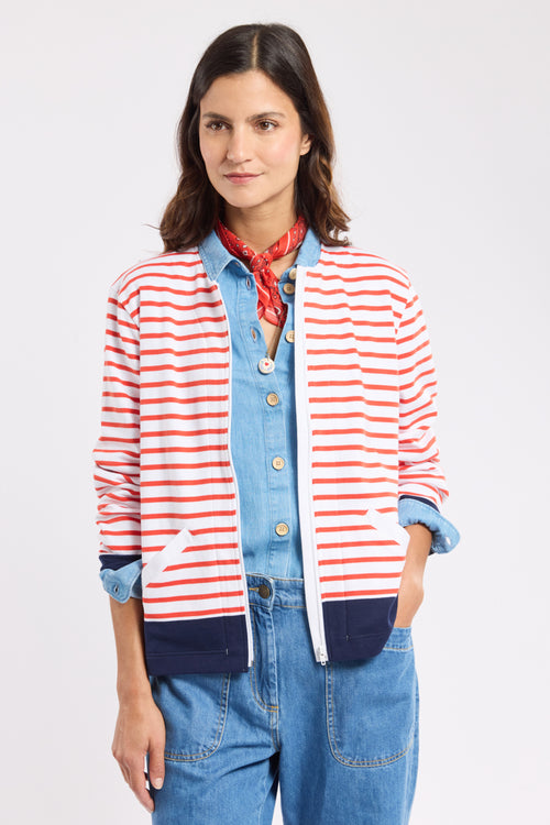Striped zip-up cardigan - thick cotton - Armor-lux - 3